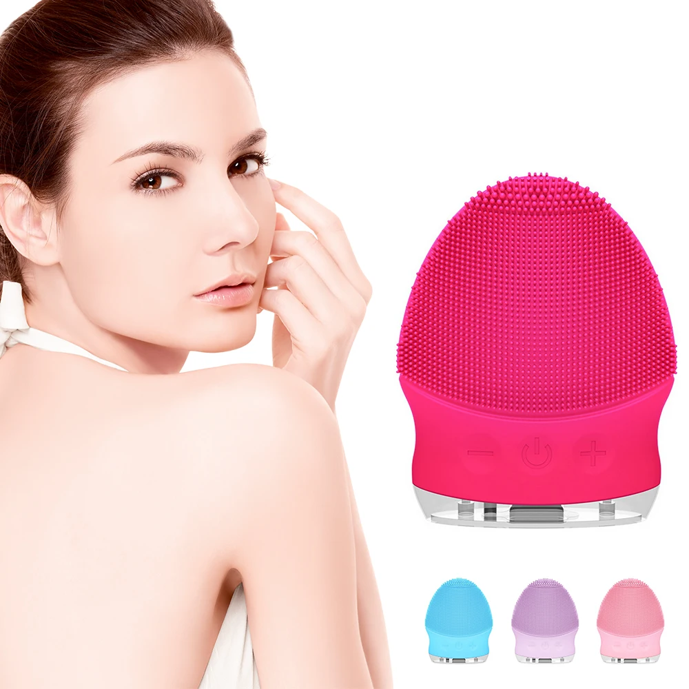 Электрическая силиконовая щетка для очищения лица мини водостойкая