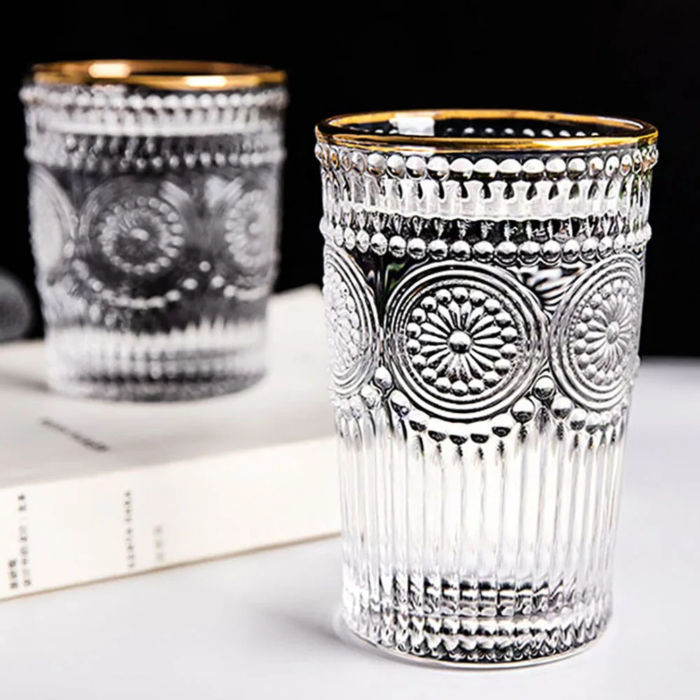 Бутылка для воды стеклянная кружка с волнистыми элементами посуда вина виски