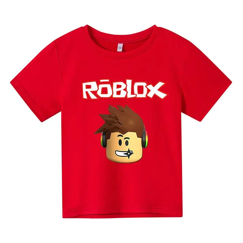 

Cartoon Short Sleeve Children T-Shirts 2021 Summer Kid Girls Teens Tops Children Clothes 3-14Y Boys Funny Robloxing Game T Shirt
