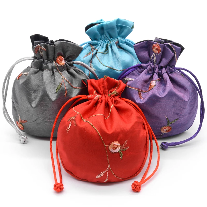 3 шт. маленькие атласные подарочные пакеты на шнурке с вышивкой для женщин|sachet