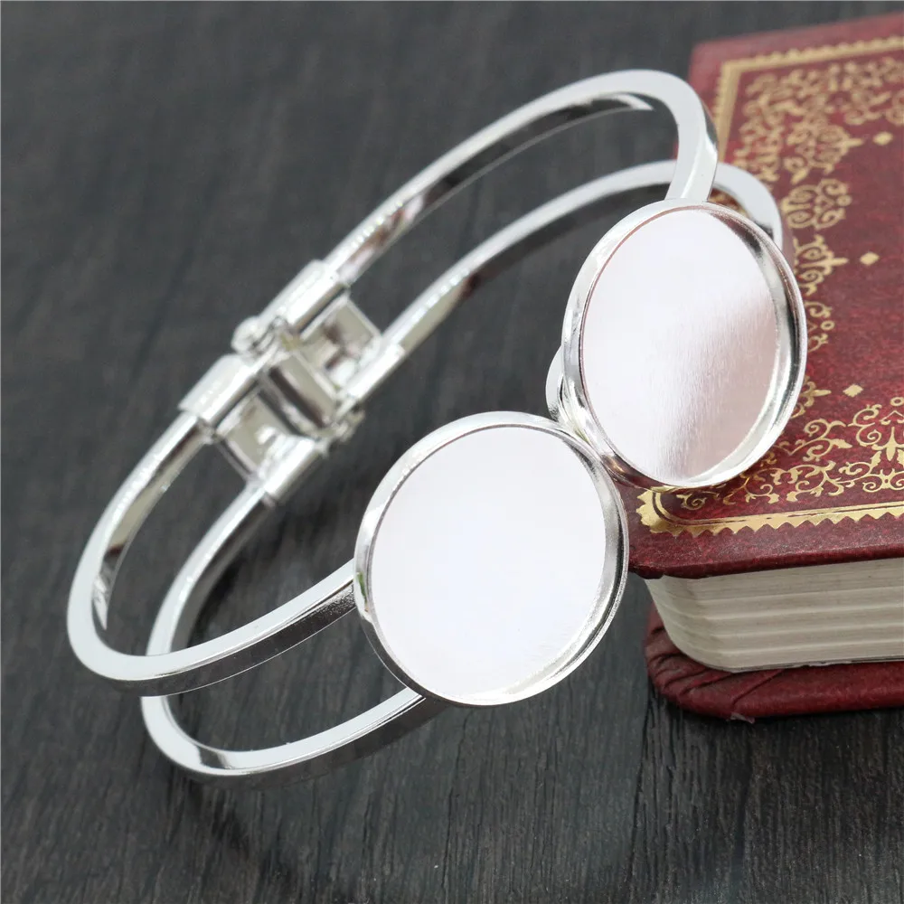 Высокое качество 20 мм Посеребренная бронзовая пушка Черный Браслет База пустые