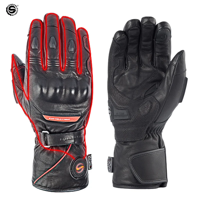 

Heated Leather Gloves Mens Motorcycle Gloves 3M Warm Thinsulate Thicken Motocross Gloves Motorcyclist Winter Snowmobile Gear