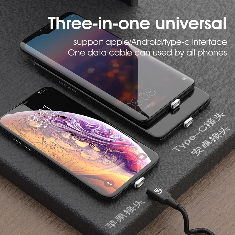 Магнитный 3 в 1 usb кабель зарядное устройство micro type c QC 4 0 Зарядка для android iphone xiaomi