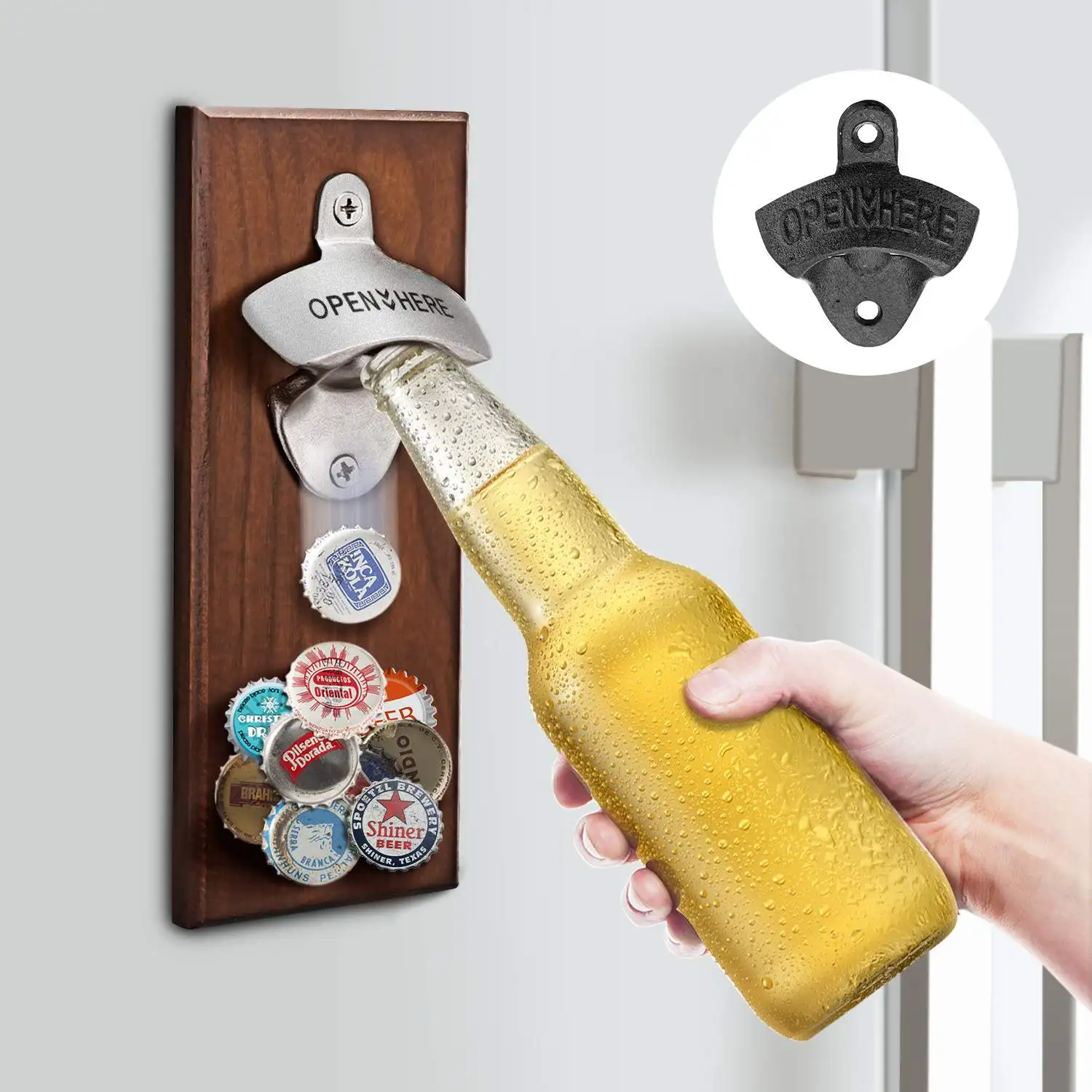 

Magnetic Stainless Steel Bottle Opener Wall Mounted Multifunction Wine Beer Opener Magnet Kitchen Gadget Open Tool Christmas