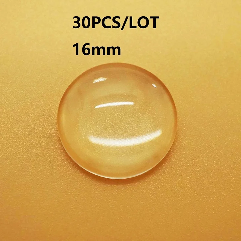 round 30pcs 16mm Качественный комплект из двух предметов, 8/10/12/14/16/18/20/25 мм кабошоны круглые овальной формы сердца слезы прозрачный Стекло кабошон для DIY кулон для изготовления ювелирных изделий - Цвет: round 30pcs 16mm
