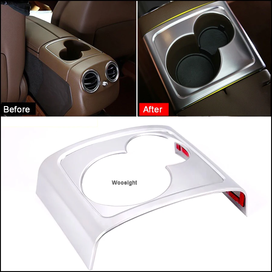 Wooeight Matte Armrest Box Rear Water Cup Holder Frame Panel Cover Trim Fit For Mercedes Benz E Class 2016 2017 Interior Decals |