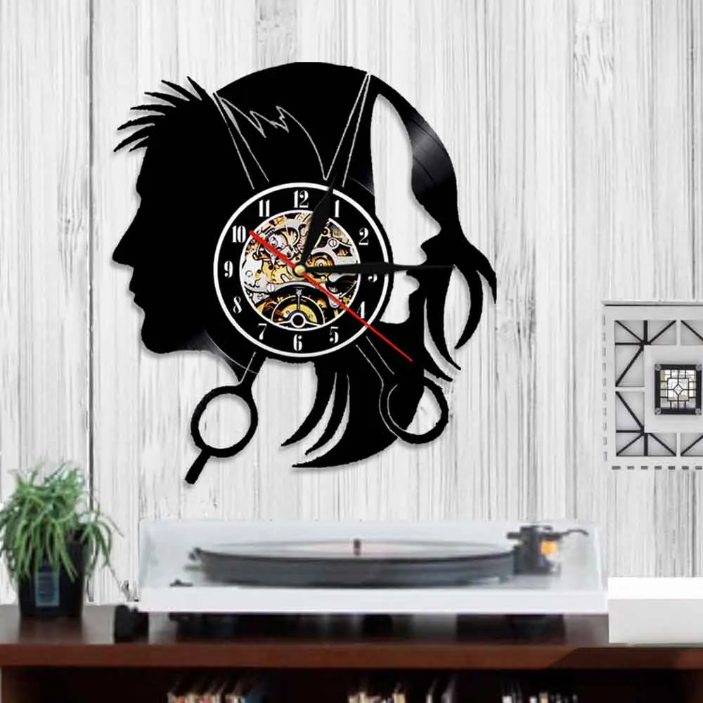 Парикмахерские знак Виниловая пластинка настенные часы парикмахерские Shope