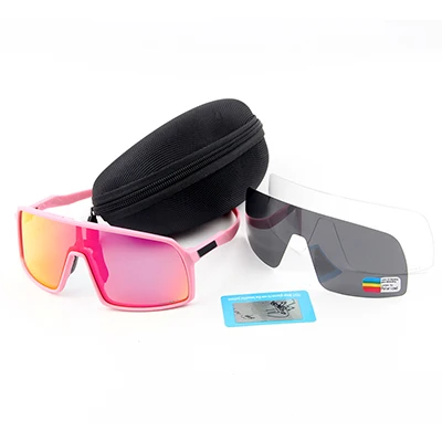 Pink red no LOGO P R O. Спортивные поляризованные очки Sagan Sutro, велосипедные очки, мужские и женские велосипедные очки, UV400, велосипедные солнцезащитные очки с 3 линзами - Цвет: Pink red no LOGO