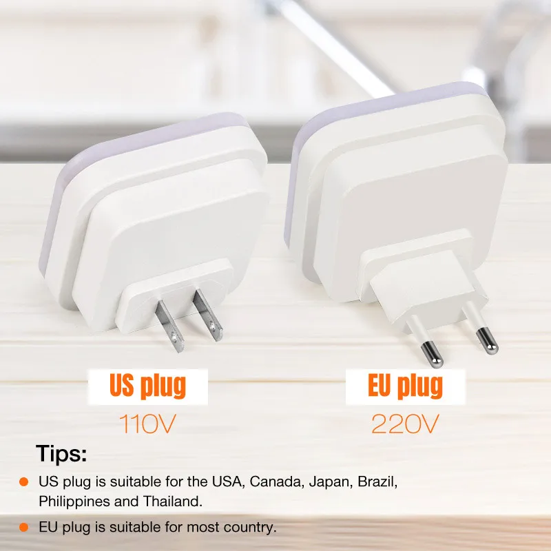 Nersury Light Sensor LED Night light квадратная лампа для детей 110 В 220 спальная мини-Умная Ночная