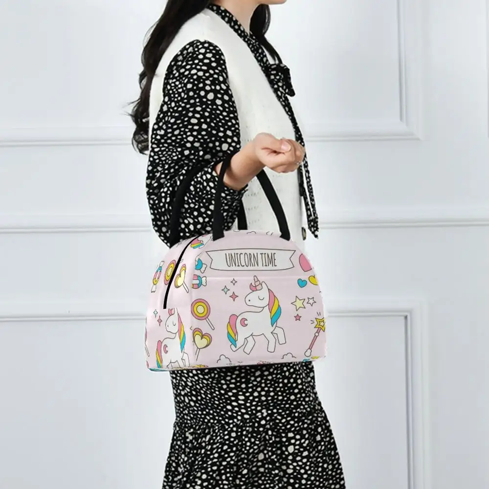 

New high Quality Polyester Waterproof unicorn Lunch Bag Women kids Portable Lunch Box Bags Aluminum Foil Insulation Cooler Bag