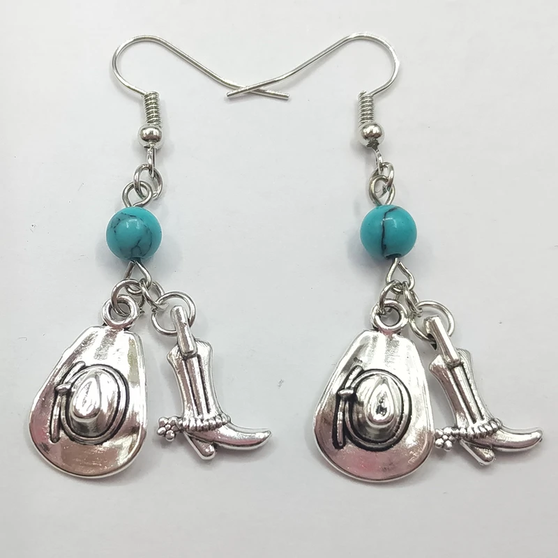 Милые эмалевые ковбойские шляпы ботинки серьги круглые женские ювелирные