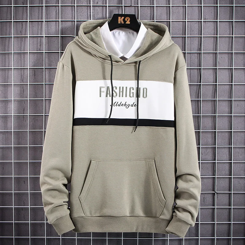 Фото EL BARCO Fashion Cotton Hoodies Men Spring Soft Black Male Sweatshirt Hip Hop Print Hooded Tops Coat White Green Jacket Shirts №4