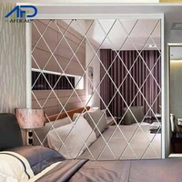 3d mirror wall stickers diamonds shape decorative wall mirrors sticker diy tv background wall stickers home decoration