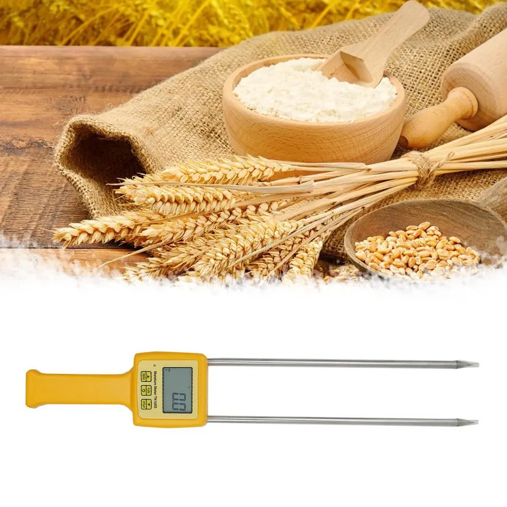 Digital Portable Food Moisture Analyzer Meter With Probe Needle Corn Wheat Rice Temperature Humidity Tester LCD Display Monitor |