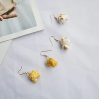korean version of fun simulation food popcorn ear hook diy earring jewelry funny personality small earrings women gift