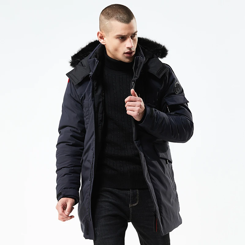 Padded Winter Jacket Men Windproof Long Coat Parkas Hood Fur Collar Clothes Men's Windbreakers Large Size Warm Epaulet Outwear