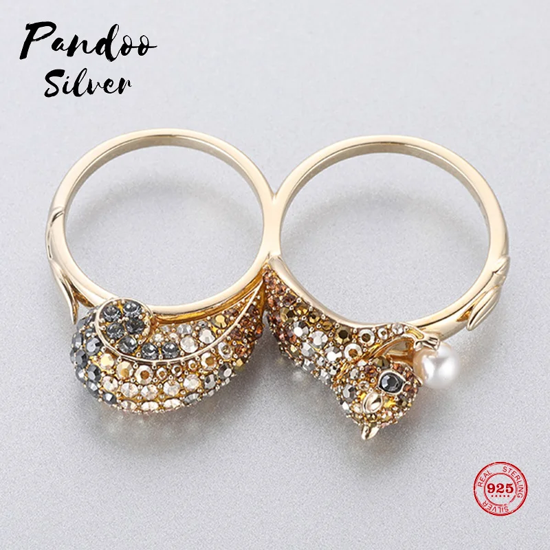 PANDOO модное очаровательное кольцо из чистого серебра 925 пробы оригинал 1:1 копия