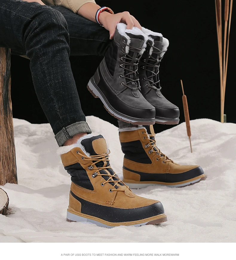 Men Boots Sneakers Snow Boots for Men Thick Plush Winter Shoes Men Waterproof Winter Work Boots Warm Shoes Plus Size 39-46