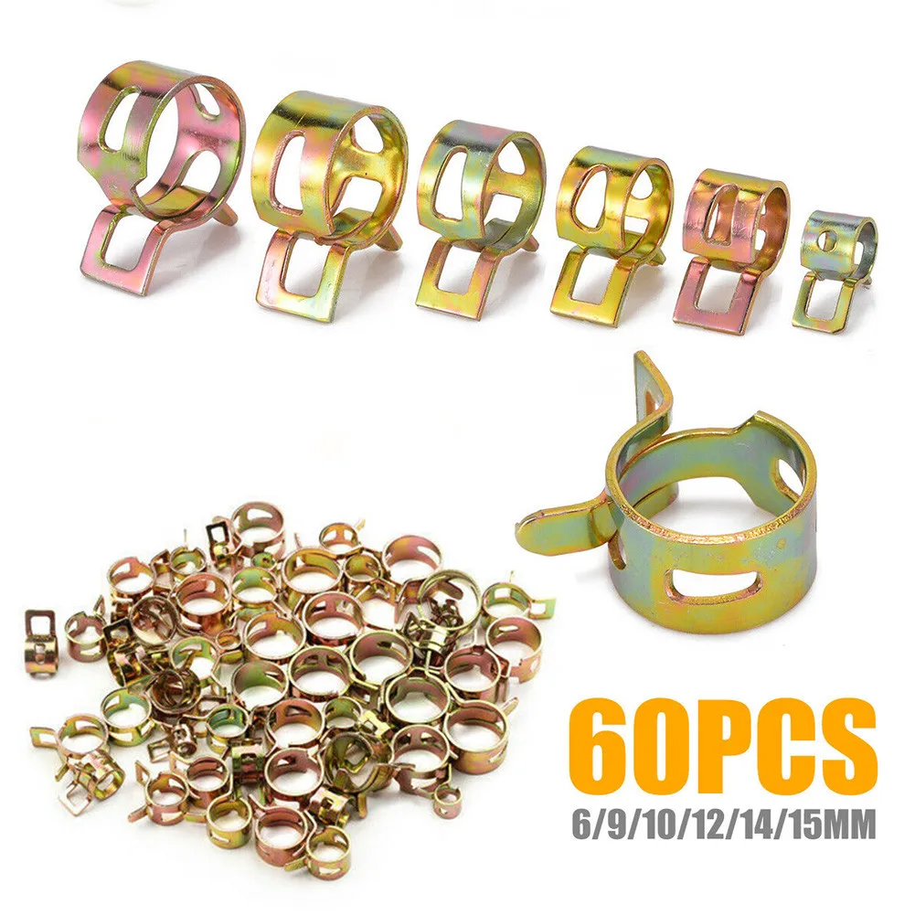 

Hose Spring Clip Kits Line Metal Oil Tube 6 Sizes Universal 6-15mm Water