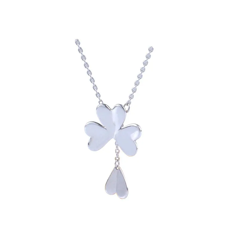 

Original 925 Sterling Silver Pan necklace Shining Lucky Clover Pendant Pan necklace For Women Wedding Party Gift Fashion Jewelry