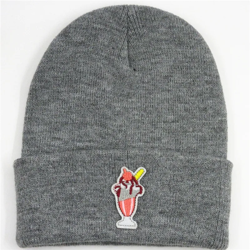 

2020 Cotton Desserts Embroidery Thicken Knitted Hat Winter Warm Hat Skullies Cap Beanie Hat for Men and Women 116