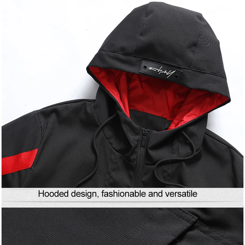 Мужская Повседневная ветровка в стиле хип-хоп с вышивкой и капюшоном весна |