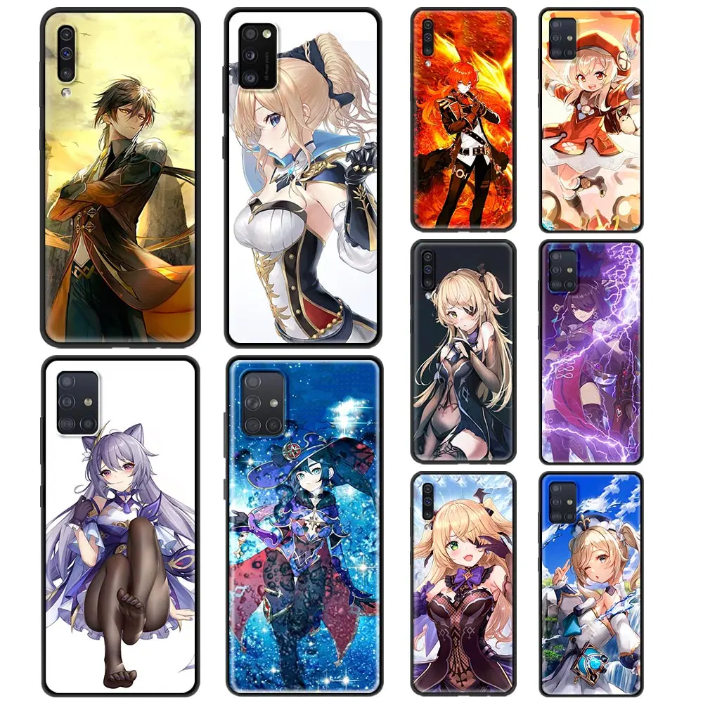 

Genshin impact Cute Case For Samsung Galaxy M11 M21 M31 M51 M40 Accessories For Mobile A51 A71 Phones Black Shell Cover