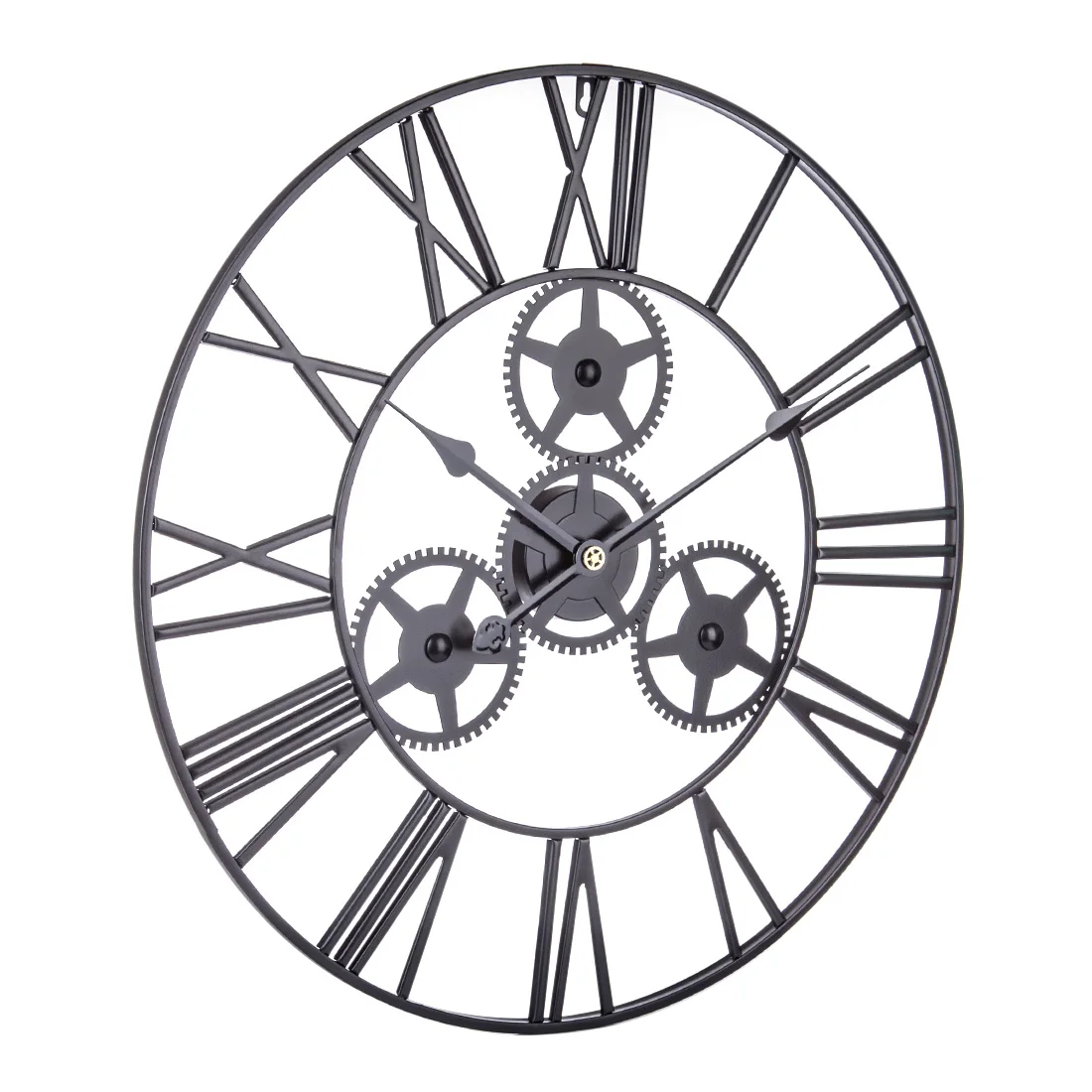 24 дюйма 60 см кованые полые шестерни бесшумные настенные часы римские цифры