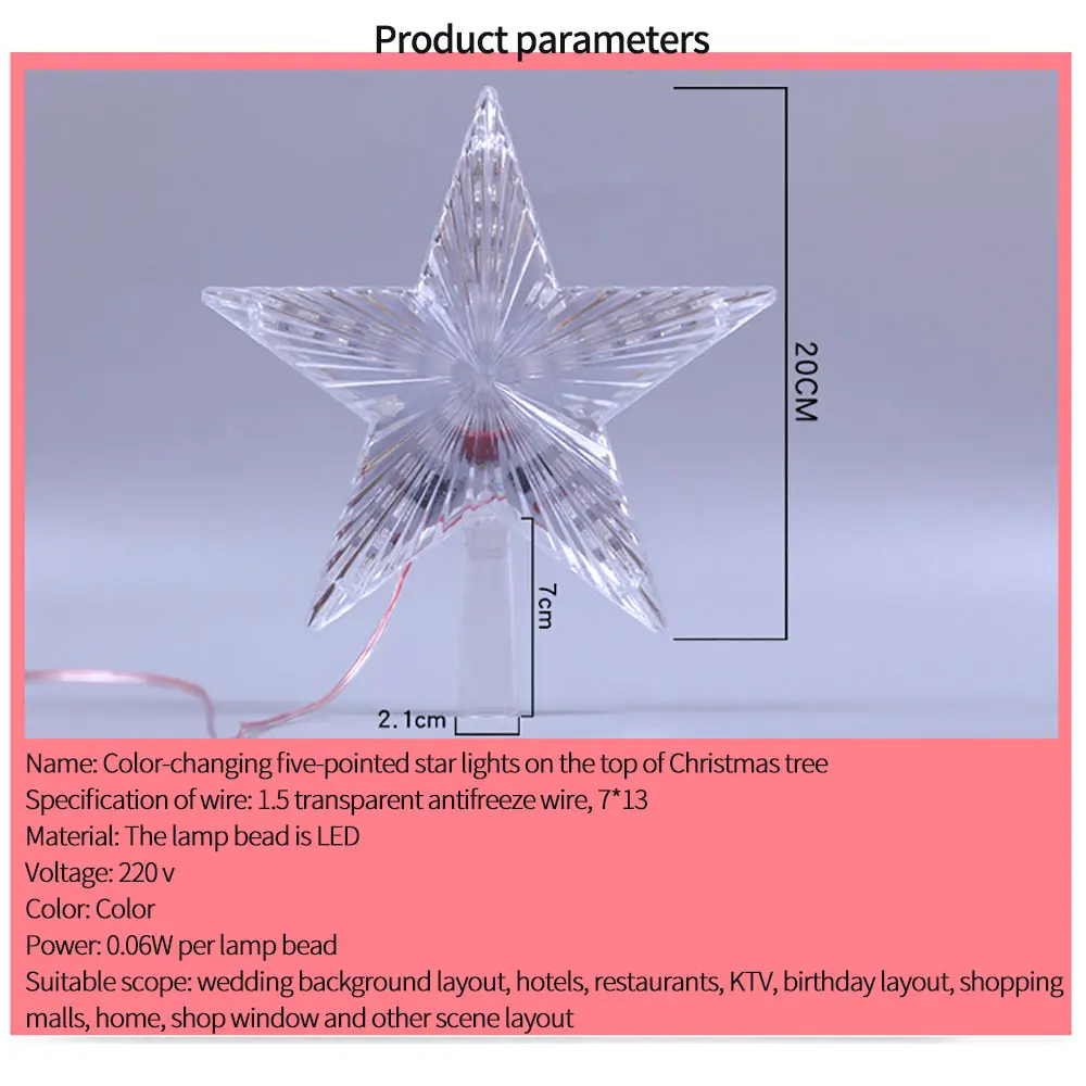

Christmas Decoration Colorful LED Five-Pointed Stars Light Christmas Tree Topper Ornaments Xmas Party Decor for Home Xmas Gifts