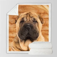 shar pei cozy premium fleece blanket 3d all over printed sherpa blanket on bed home textiles