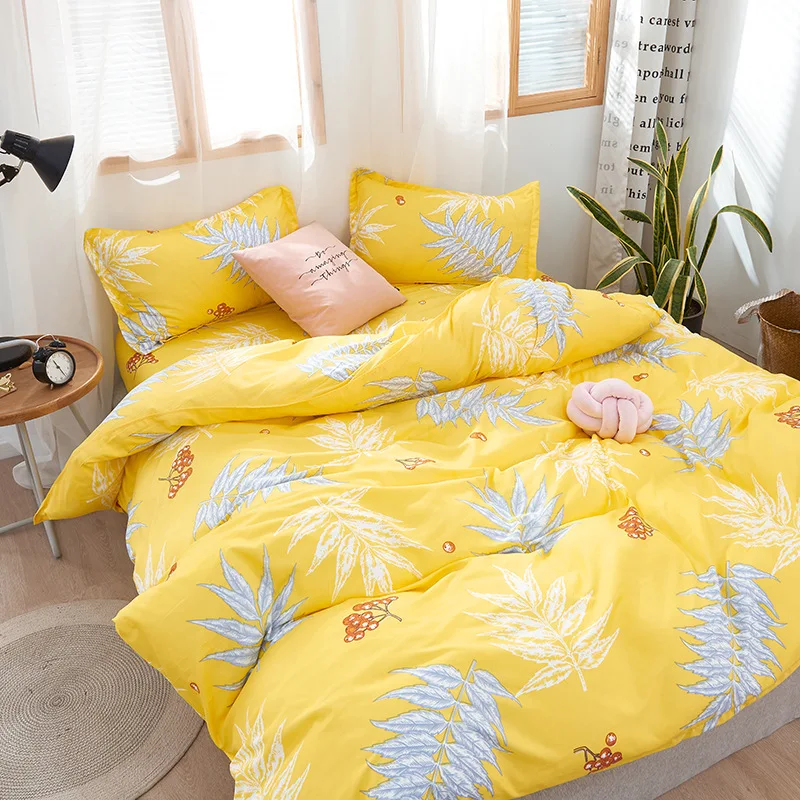 

Домашний текстиль, пододеяльник с принтом боярышника и листьев, Модный комплект постельного белья в Корейском стиле, хлопковые мягкие прос...