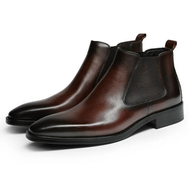 Мужские весенние ботинки челси из натуральной коровьей кожи броги повседневная