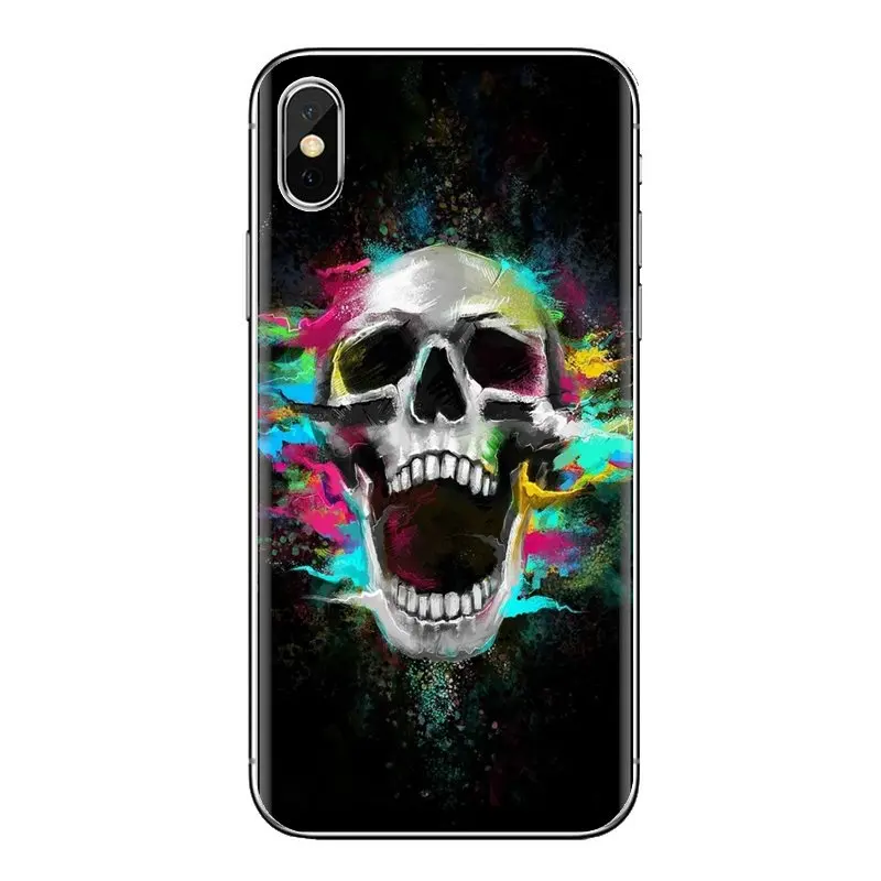 Прозрачный мягкий чехол для iPod Touch Apple iPhone 11 Pro 4 4s 5 5S SE 5C 6 6S 7 8 X XR XS Plus Max skull 3d hd обои |