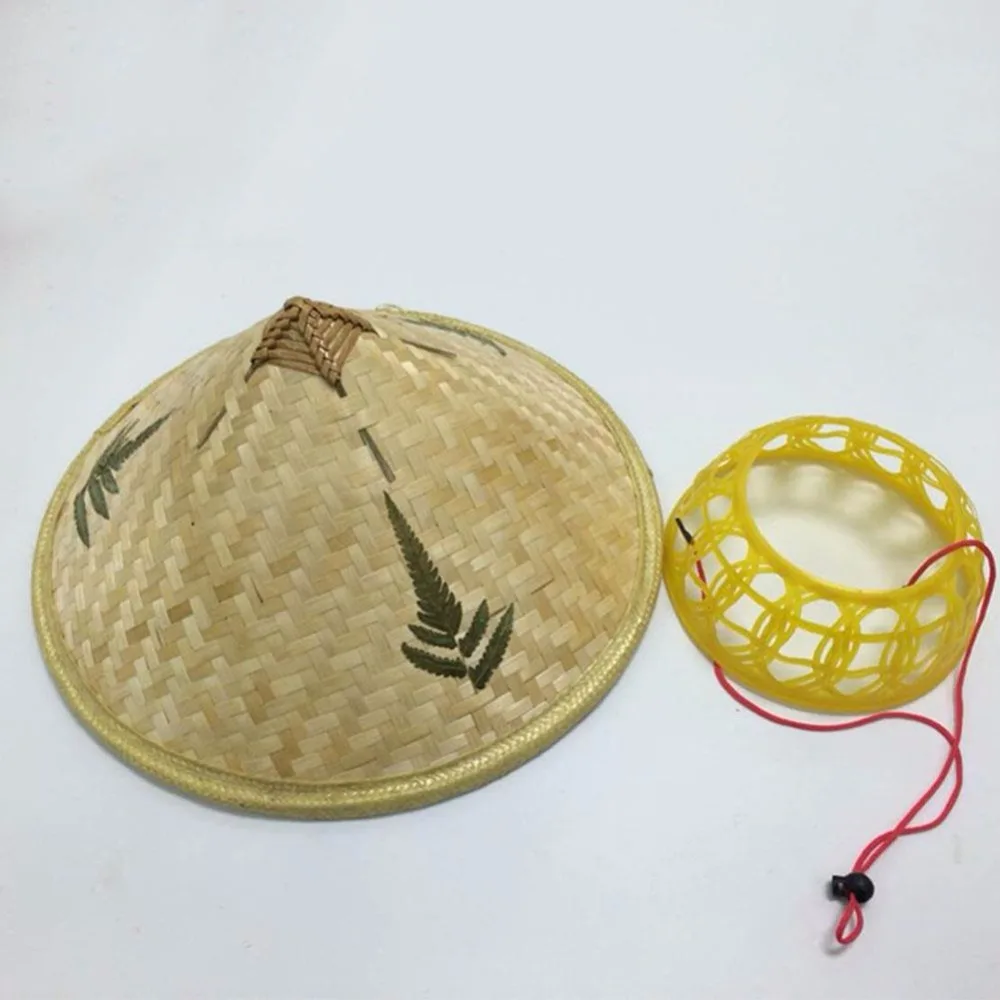 

Chinese Style Bamboo Rattan Hats Retro Handmade Weave Straw Hat Tourism Rain Cap Dance props Cone Fishing Sunshade Fisherman Hat