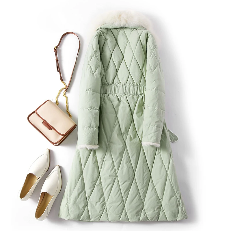 Женский пуховик с воротником из натурального Лисьего меха зимняя куртка на 90%