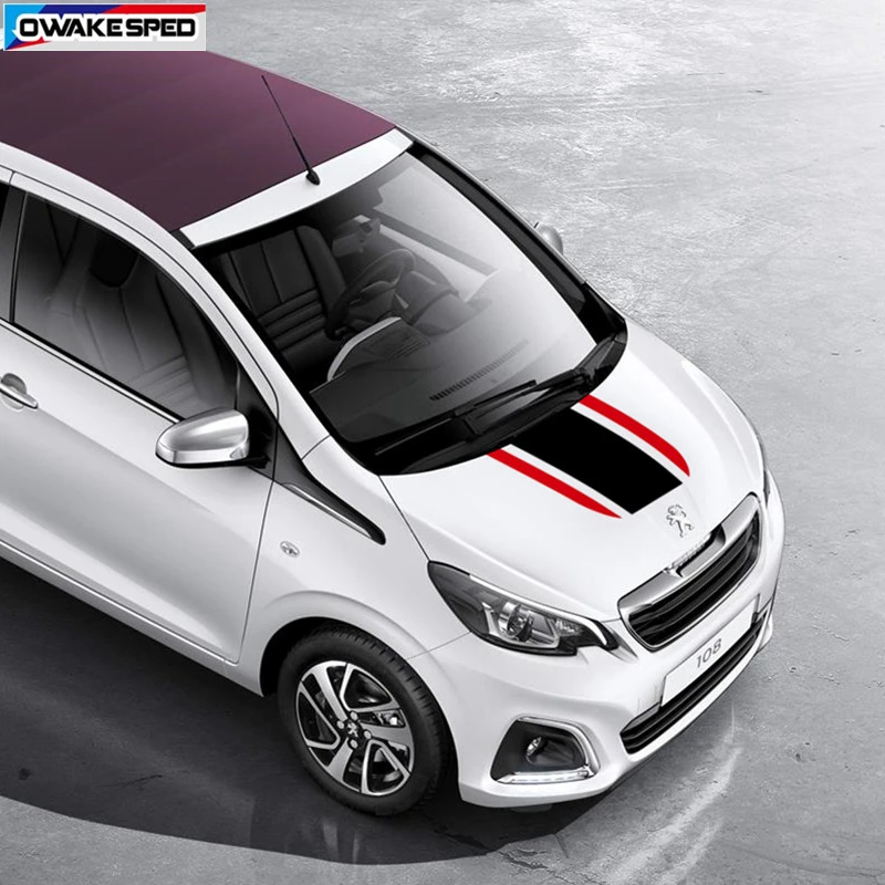 Спортивные гоночные полосы наклейка на капот автомобиля для Peugeot 108