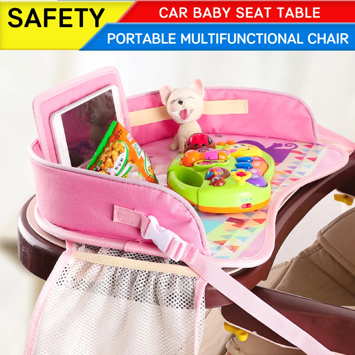 

Car Portable Baby Seat Table Multifunctional Cartoon Baby Child Kid Car Safety Seat Chair Tray Toy Food Drink Cellphone Holder