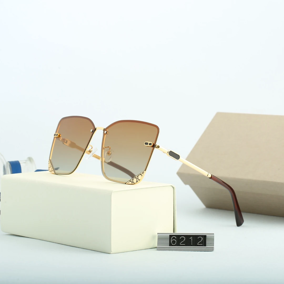 

Sunglasses ladies in 2021 fashion ladies luxury high quality retro designer brand driving gift glasses box women frameless