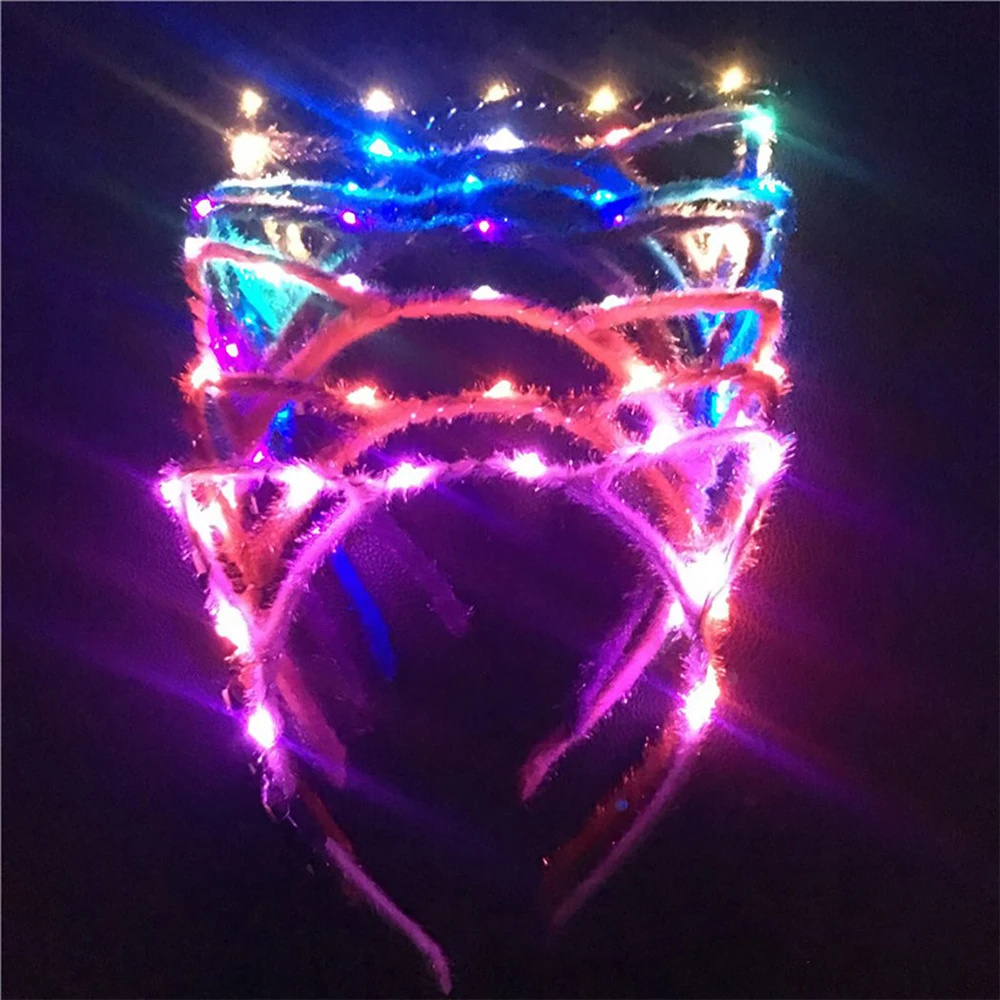 

Ободок для волос со светодиодный подсветкой и кошачьими ушками