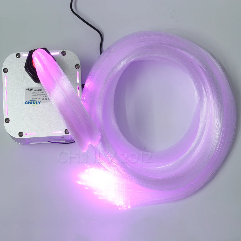 32 Вт RGB 4-скорость Мерцание светодиодный волоконно-оптический Звездный потолочный светильник приложение музыка RF контроллер 835 Пряди 5 м(0,75 мм+ 1,0 мм+ 1,5 мм) кабель