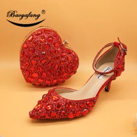 love moments red heart bag and shoe ladies platform shoes for woman wedding shoes bride high heel round toe big size shoe women