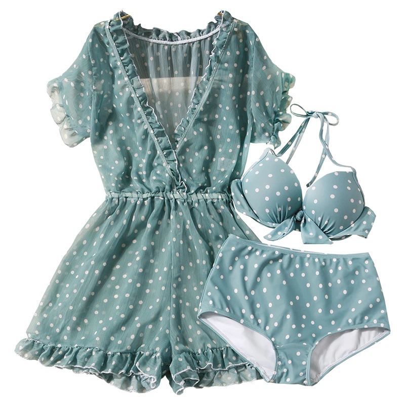 2021 Для женщин в стиле &quotРетро&quot с узором горошек пуш ап комплект бикини