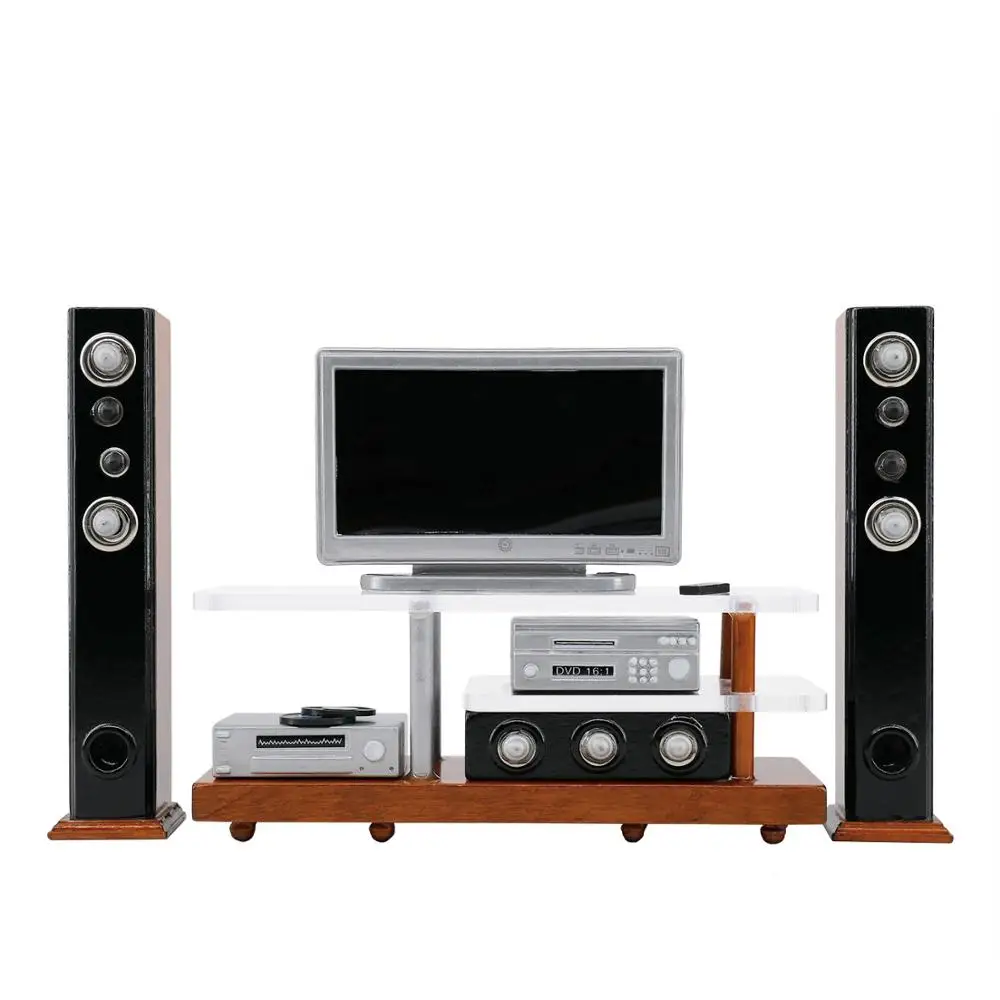 1:12 миниатюрный современный ТВ звуковой комбинированный набор деревянный шкаф
