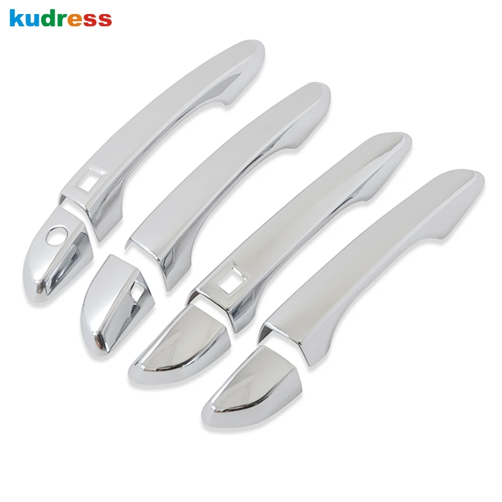 Chrome 3 holes LHD Для hyundai Tucson TL- углеродное волокно боковая Автомобильная дверная ручка Крышка отделка Молдинг Накладка наклейка аксессуары - Цвет: Chrome 3 holes LHD