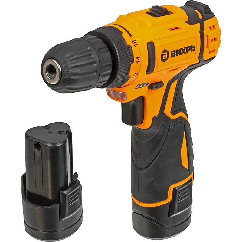 Дрель шуруповерт ВИХРЬ ДА 12Л 2КА 1.5Ач с двумя аккумуляторами (72/14/26)|Электрические