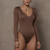 new fashion autumn and winter undershirt tight sexy women clothing long sleeve v neck jumpsuit
