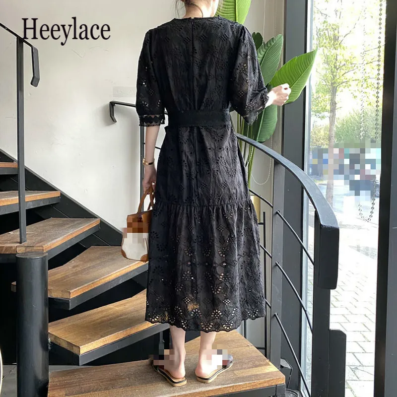 90s платье элегантное в стиле ретро тяжелые кружевные цветочные платья с крючками