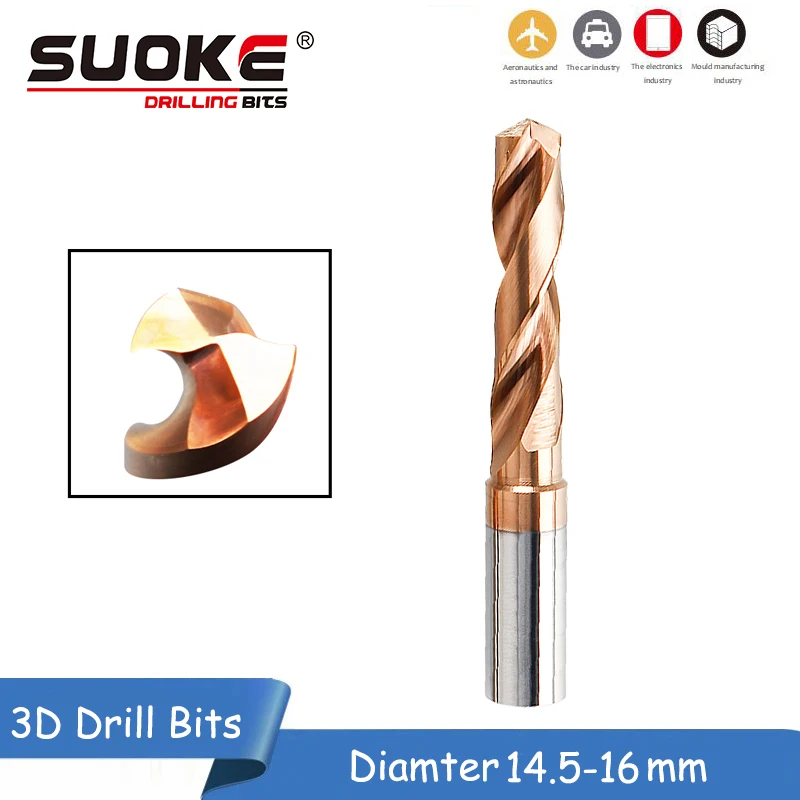

SUOKE Tungsten Carbide Drill Bits for CNC Machining Center Carbide Twist Drill Bits HRC 55