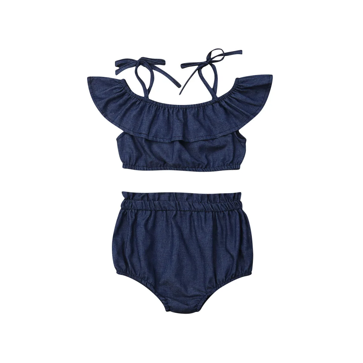 Модный повседневный милый комплект из 2 предметов для маленьких девочек футболки