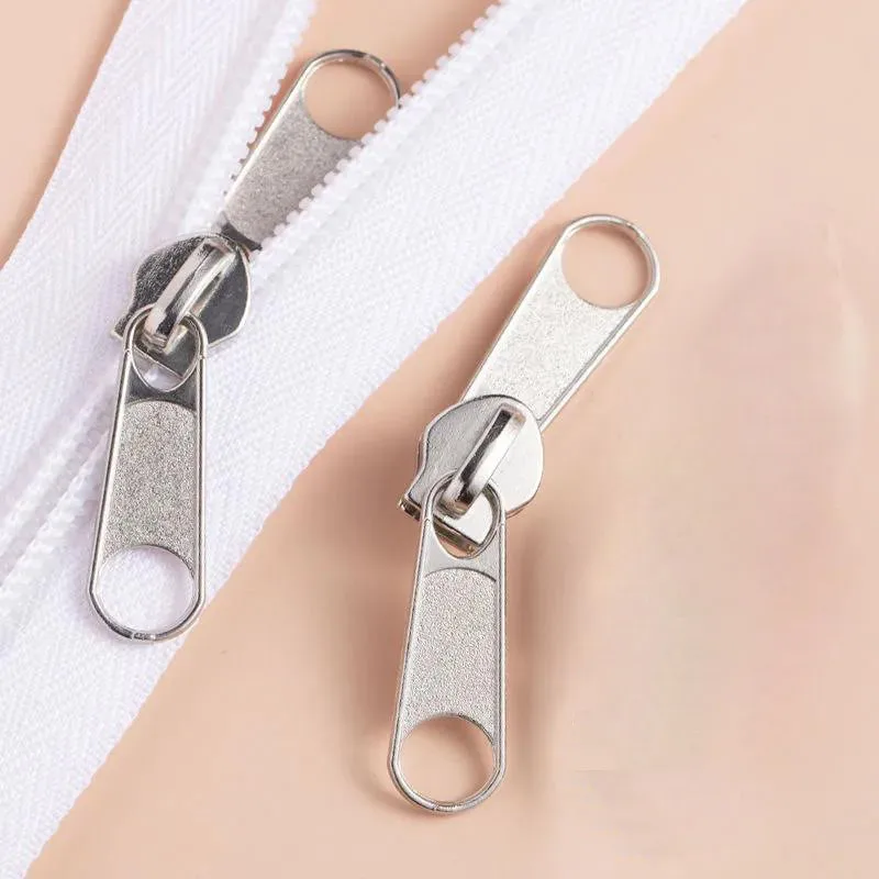 

1000Pcs 3# 5# Nylon Double Head Zipper Pull Slider Silver White Long Zip Head DIY Sewing Clothes Garment Accessories
